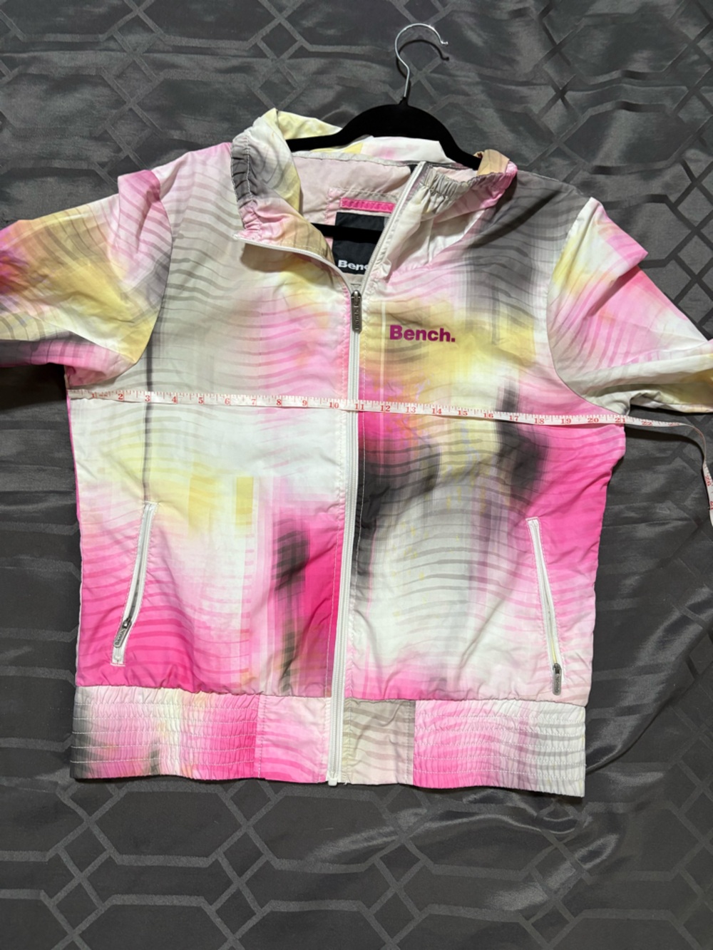 Bench Pink Grey White Yellow Tie Dye Zip Up Jacket XL - Picture 6 of 8